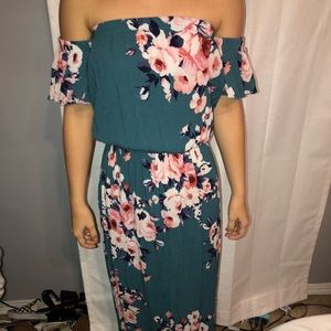 Floral off the shoulder maxi dress